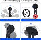 Laptop Phone Holder, Magnetic Phone Stand 15W Fast Wireless Charger for MagSafe for iPhone 17/16/15/14/13/12 & All Phones for Tesla (Black)