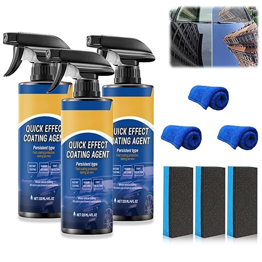 3 Packs Car Coating Spray-360ML, Quick Effect Coating Agent Spray, Waterless Wash Car Scratch Wax Polish, Multi-Functional Wax for Cleaning, Shining, and Long-Lasting Surface Protection