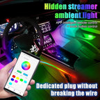 HMYC Car Interior Ambient Lights,18 in 1 128 Colorful LED Acrylic Fiber Optic Strip,Universal Multiple Modes Decoration Atmosphere with Music Sync Rhythm,APP Control,RGB Neon Lighting for All Cars