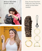 WEESMILE Keychain Wristlet, Stretchy Key Chain for Car Keys with D ring, Cute Scrunchie Wrist Bracelet for Women Men