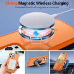 SUPFINE Magnetic for iPhone 15 Pro Max Case with Screen Protector (Compatible with MagSafe) (Military Grade Drop Protection) Translucent Matte Shockproof Phone Cover,Starry Orange