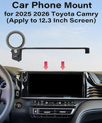 Car Phone Holder for Toyota Camry 2025 2026 Accessories Apply to 12.3 Inch Touch Screen Fixed Clip MagSafe Cell Phone Mount Hands-Free 360° Rotation