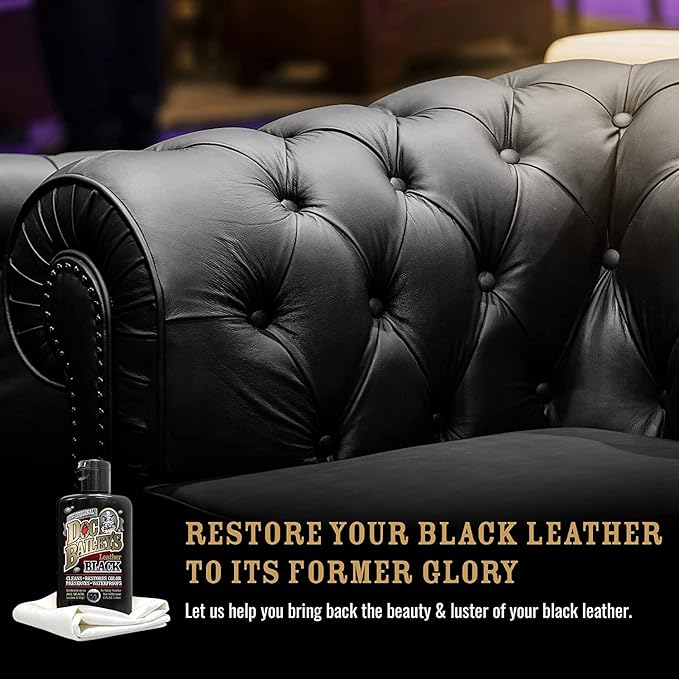Doc Baileys Leather Black Care -Premium Quality All In One Leather Cleaner, Conditioner, Waterproofer & Protectant - For your Car, Bike, Horse Tack, Home Decor and Other Leather Needs 32oz Bottle