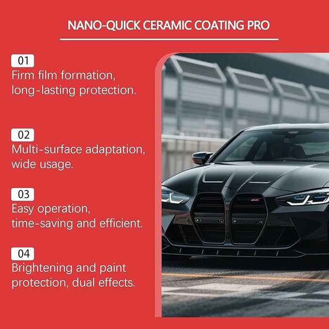 Nano Ceramic Coating Spray for Cars, Quick Car Paint Protection Spray, Hydrophobic Car Polish Sealant for High Gloss Shine, Ceramic Spray Coating for Auto Detailing with Sponge and Towel, 100ml