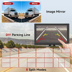 RV Backup Camera System - 10.1 Inch 4K Touchable 4 CH Monitor, 1080P IP69 Waterproof Wired Camera, DVR Loop Recording Bluetooth for Semi Truck Trailer Camper Pickup Bus