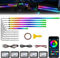 Acrylic Interior Car LED Strip Light with Wireless APP, RGB Dreamcolor 6 in 1 with 175 inches 600 LEDs Fiber Optic Strip Lights for Car, Dynamic Chasing Sound Active Neon Car Ambient Lighting Kits
