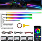 Acrylic Interior Car LED Strip Light with Wireless APP, RGB Dreamcolor 6 in 1 with 175 inches 600 LEDs Fiber Optic Strip Lights for Car, Dynamic Chasing Sound Active Neon Car Ambient Lighting Kits