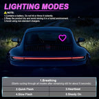 iFunyLED Car LED Interior Lights, Heart-Shaped Ambient Light for Windows, 5 Lighting Modes, Charging Through Type-c and Solar Energy, Car Decorations for Women Men, Pack of 1, (Pink)