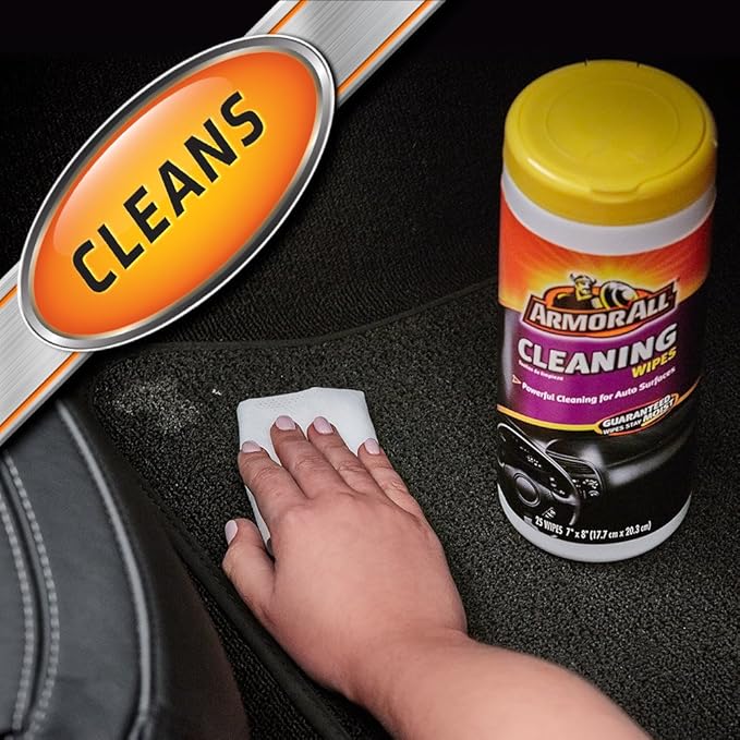 Armor All Car Interior Cleaner Protectant Wipes - Cleaning for Cars And Truck And Motorcycle, 25 Count (Pack of 2), 10848
