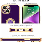 VENINGO Compatible with Apple 14 Case,Phone Case for 14,Slim Fit Soft 360° Ring Holder Kickstand Magnetic Car Mount Supported Easy Clean Shockproof Protective Cover for Apple 14 6.1", Deep Purple