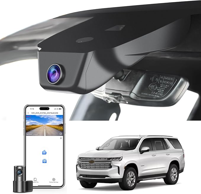 Mangoal Front 4K & Rear 1080P Dash Cam Custom fit for Chevy12th Gen Suburban 2023-2026, 5th Gen Tahoe 2023-2026, LS LT RST Z71 Premier High Country, Integrated OEM Look, GPS, 128GB Card