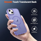 SUPFINE Magnetic for iPhone 15 Case (Compatible with MagSafe) (Military Grade Drop Protection) Slim Translucent Matte Shockproof with Anti-Fingerprint Phone Case, Purple