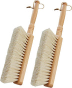 Horsehair Hand Brush Soft Bristles for Upholstery Furniture Couch Bed Beech Wood Handle 12 Inch Long (2pcs)