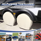 Explore Land Tire Covers 4 Pack - Tough Wheel Protector for Truck, SUV, Trailer, Camper, RV Universal Fits Tire Diameters 29-31.75 inches, White