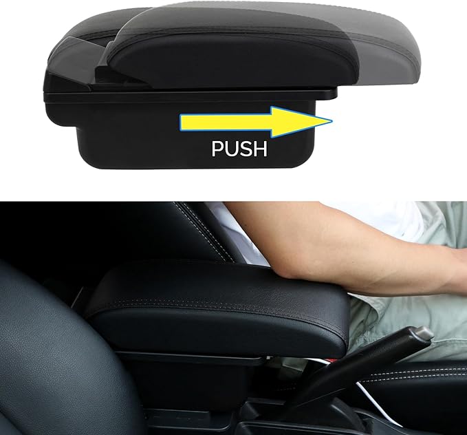 AULPHIKE Compatible with Nissan Versa Armrest 2007-2011 Car Center Console Organizer Armrests Double Layer Storage with 3 USB（Black）