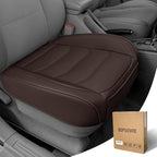 BOPUOVRE Car Seat Cover for Luxury & Comfort - PU Leather, Anti-Slip, Full Wrap Protection with Storage Pocket for Bottom Cushion - Universal Fit for 95% of Vehicles (Coffee Color,1 Piece)