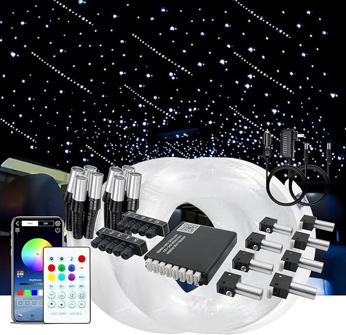 Upgraded Split Starlight Headliner Kit for Car with Meteor & Music Effect, 22W 2300pcs 0.2in x 4.9ft Star Ceiling Lights, App & Remote Control Fiber Optic Lights for Truck Cinema Restaurant