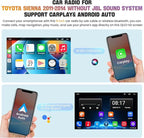 Car Radio Stereo for Toyota Sienna 2011-2014 Without JBL Sound System, Support Wireless Carplay/Android Auto/Mirrorlink, 9 Inch QLED Touchscreen with Bluetooth,FM Radio,DSP