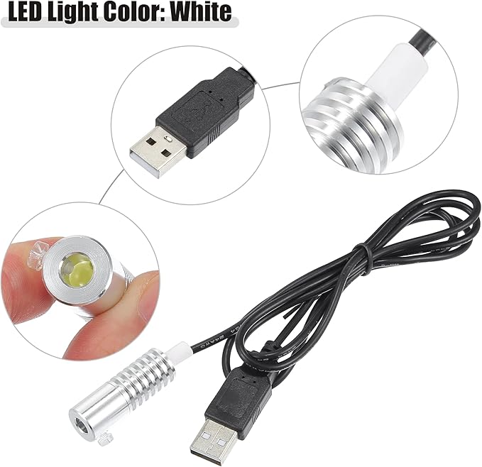 ACROPIX 6mm 0.24" 2W LED Aluminum Light Source Illuminator Decoration USB LED Light for Car DIY White - Pack of 1