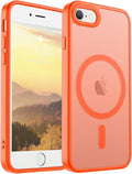 SUPFINE Magnetic for iPhone SE Case 2022 (3rd)/2020 (2nd),iPhone 8 Case(Compatible with MagSafe)(Military Grade Drop Protection) Slim Translucent Matte Phone Case,Orange