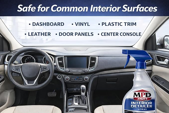 MPD PRO Interior Detailer Spray – Car Interior Cleaner for Dashboard, Plastic & Leather Trim – Repels Dust, Professional Automotive Interior Cleaning Spray – 16 oz (Pack of 6)
