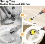 8 Pcs Drill Brush Attachment Set, Power Cleaning Scrub Brush Kit with Extend Long Attachment, All Purpose Drill Scrub Brushes for Car, Grout, Floor, Tub, Bathroom and Kitchen (Yellow)