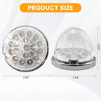2PCS 17-LED Dual Revolution Amber to Purple Turn Signal & Marker Lights, Clear Lens & Stainless Steel Bezel for Freightliner, Kenworth, Peterbilt, Trailer, Heavy Truck