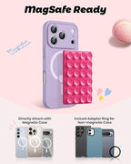 amBand Magnetic Suction Phone Mount for MagSafe Case, Silicone Sticky Grip Secure Holder for iPhone, Hands-Free Taking Photo/Recording Video/Live Streaming for Instagram Influencer/Creator, Hot Pink