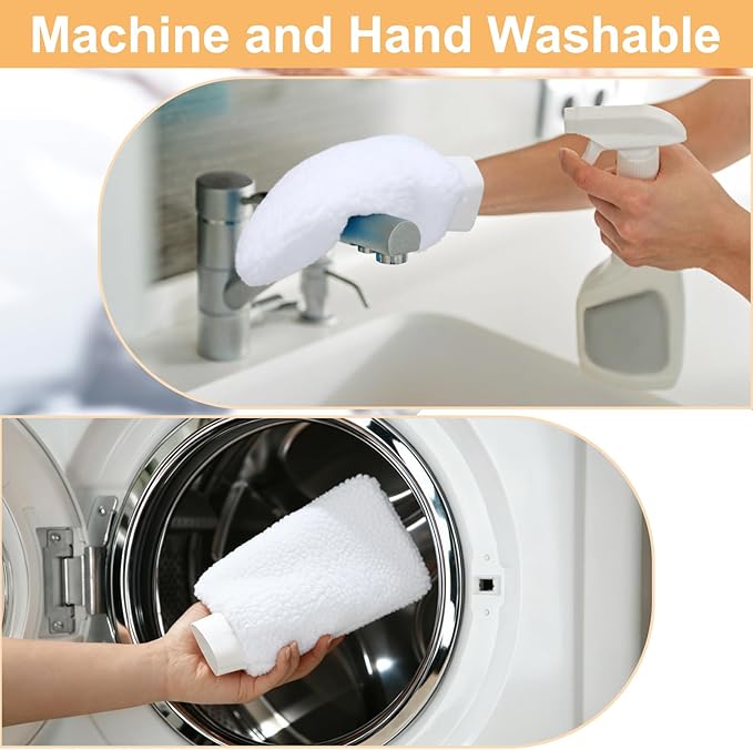 6 Pack Wool Car Wash Mitt, 9 x 6.3 Lambswool Wash Mitt Soft Imitation Professional Wool Cleaning Gloves for Car Detailing House Dusting Home Surface Care, Yellow & White