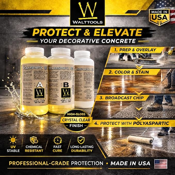 Polyaspartic 85 High Solids Topcoat Coating System - 15 Gallon Kit - Clear Coating Gloss Finish - Easy-to-Use-Non-Yellow, Abrasion, & Scratches-Long work time.