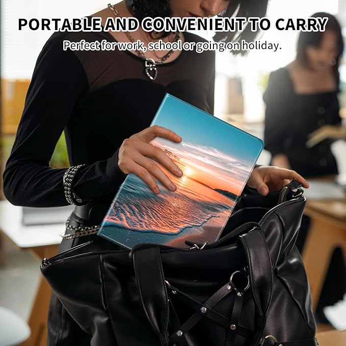 Case for Kindle Scribe,PU Leather Cute Slim Folio Adjustable Stand Cover with Auto Wake/Sleep for Amazon Kindle Scribe Cover 10.2 Inch (2024/2022 Release),Sea Beach Sunset