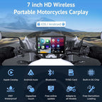 W722 for Motorcycle CarPlay & Android Auto,7" Waterproof Smart GPS Navigation System Screen,Car Play Moto with Light Sensor,Dual Bluetooth,Siri/G-Assist,EQ,USB/Hardwired Power Supply