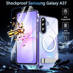 OWKEY for Samsung Galaxy A37 5G Case with Stand, Magnetic Shockproof Case Fit for Magsafe Translucent Matte Cover for Samsung A37, Clear