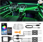 Interior Car LED Strip Lights 315 inches Fiber Optic tubing USB Powered RGB 6 in 1 Car Neon with Wireless APP and Remote Control, Ambient Lighting Kits 16 Million Colors,Sync to Music