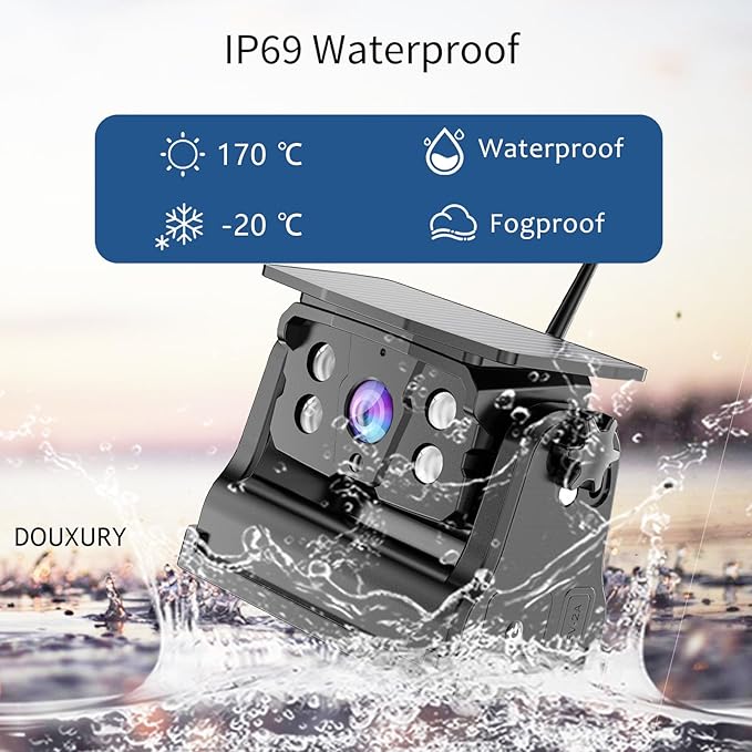 Wireless Backup Camera Solar Magnetic for RV Car Trailer Truck Camper 5th Wheels Hitch Towing No Wiring No Drilling Rechargeable Night Vision Portable Backup Camera with 5" 1080P HD 2-Split Monitor