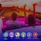 Interior LED Strip Light - 48 LED DIY 16 Million Colors, Microphone App Control, Smart Phone Music Sync RGB Under Dash Waterproof Lighting Kit with Car Charger, USB DC 12V