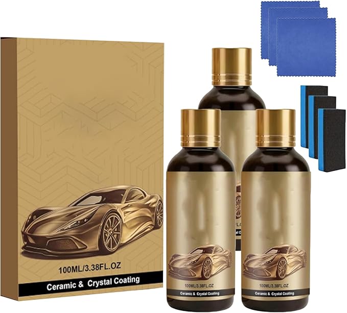 Ceramic Car Coating Kit - Crystal Serum, Advanced Graphene Ceramiccoating, Crystal Coating For Car, For Auto Car Detailing, Gloss Hydrophobicity Anti Scratch (3pcs)