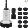 Wheel Hub Resurfacing Kit, Brake Hub Cleaning Tool with 10 Pads, Wheel Stud and Hub Cleaner Fits Power Drill or 1/2" Impact Driven Wrenches, Quick Rust Removal for Lug Studs and Rotors (Alloy Silver)