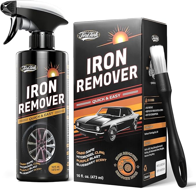 toretark Iron Remover, Fallout & Iron Remover for Car Detailing, Fast Removal Brake Dust & Rust and Wheel Cleaner, Safe for All Vehicle Paint & Wheels, Tire Shine and Preps for Wax (16oz)