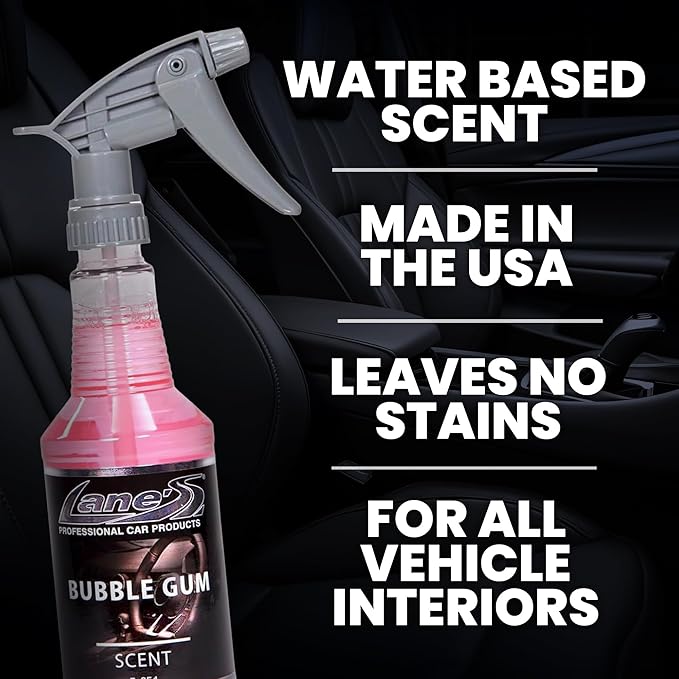 LANE’S Premium Car Air Freshener "Bubble Gum" - 16oz Water-Based, Long-Lasting Auto Scent Spray - Food, Pet, Odor Smell Deodorizer for Cars, Trucks, SUVs' Interior Leather, Carpet, Upholstery