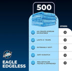 The Rag Company - Eagle Edgeless 500 (4-Pack) Professional Korean 70/30 Blend Super Plush Microfiber Detailing Towels, 500GSM, 16in x 16in, Blue