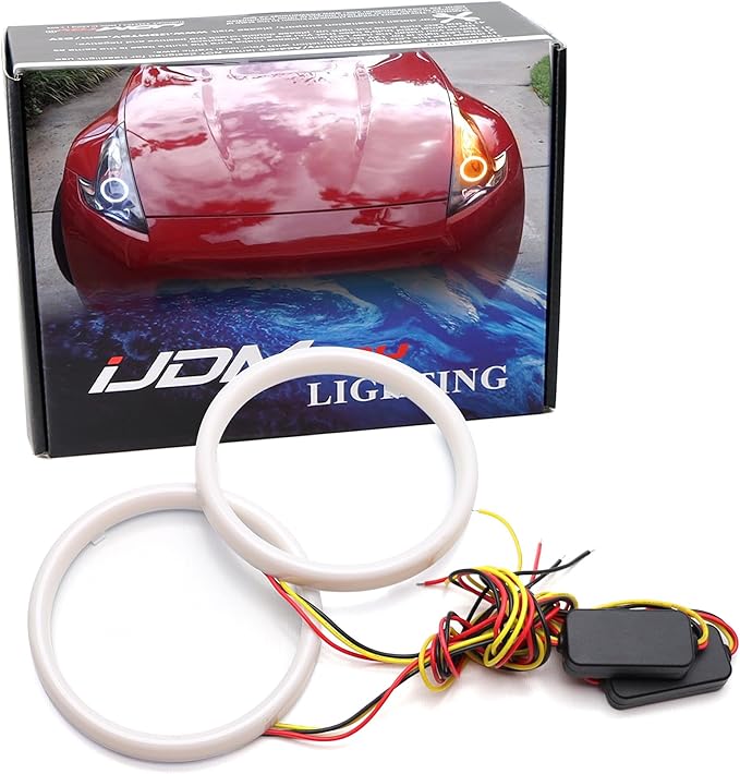 iJDMTOY 100mm White/Amber Switchback LED Halo Ring Retrofit Lighting Kit