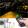 8 Meters Optic Fiber Car Ambient Lighting with RF Remote Control 64 Colors Multicoloured Music Interior Footwell Lighting Kit DC 12V 1W