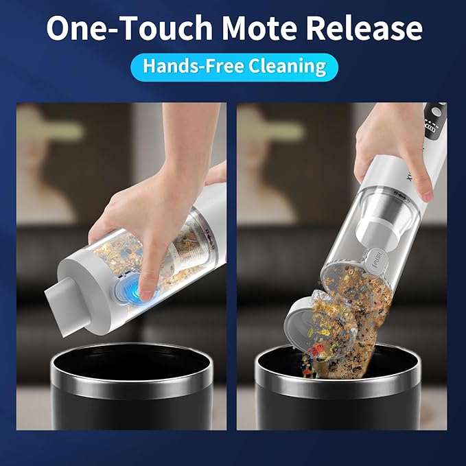 Handheld Car Vacuum Portable Cordless, 16000Pa 5 in 1 Multifunctional Mini Vacuum Cleaner and Air Duster, Rechargeable LED Flashlight with Window Hammer for Car, Pet, Kitchen, House