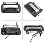 EWAY Tailgate Handle Reverse Backup Camera Replacement for Ford F150 2004-2014, Super Duty F-250 F-350 F450 F550 Rear View Parking Back Up Camera 170° Tailgate Latch Door w/Keyhold, Black & Chrome