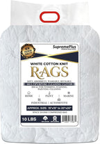 Premium New White Cotton Knit T-Shirt Rags (600 lbs. Pallet 60x10 lbs. Bag of Rags) - Lint-Free, Soft & Absorbent Bulk Cleaning Cloths for Auto, Paint, Garage, Staining & Polishing