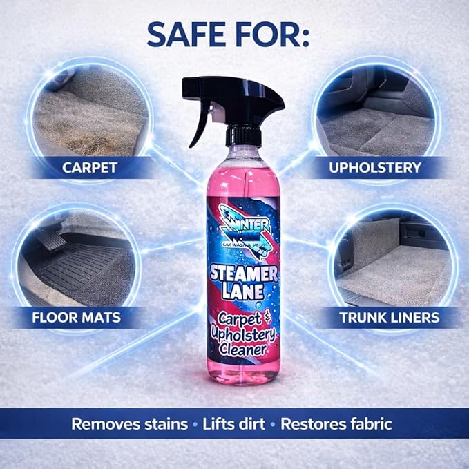 Winter White Steamer Lane Carpet & Upholstery Cleaner – Car Interior Fabric Cleaner for Seats, Carpet, Floor Mats & Upholstery – Auto Detailing Stain Remover Spray – Professional Interior Cleaner 16oz