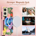 for Moto G Stylus 5G 2024 Case - Compatible with MagSafe Women Girls Cute Magnetic Phone Cover Girly Cat Flower Floral Heavy Duty Shockproof Design for Motorola Moto G Stylus 5G 2024 Cases