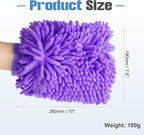 HARFINGTON 2pcs Chenille Microfiber Car Wash Mitts 10" x 7.5" Scratch Free Wash Gloves Absorbent Double Sided Plush Cleaning Drying Mitts for Car Washing Home Clean Purple