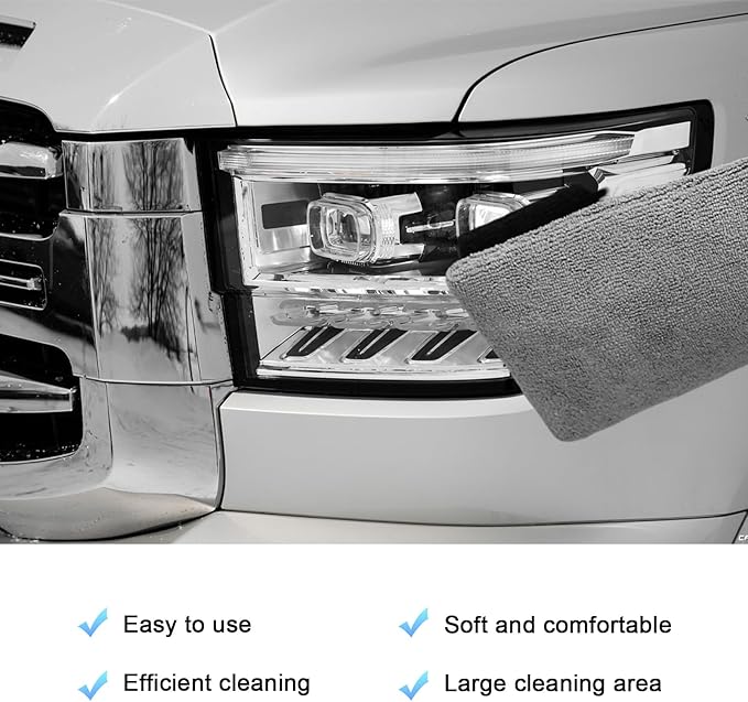 2 PCS Clay Mitt, Fine Grade Microfiber Claying Bar Glove Car Detailing Towels, Scratch-Free Cleaning & Polishing Clay Eraser Mitts for Vehicle Surface, Car Accessories (Gray)